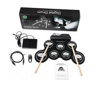 TOGEVAL Portable Electronic Drum Kit Lightweight Digital Drum Pads with Silicone Material and USB Connectivity at Home or On-the-go