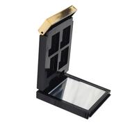 TOGEVAL Portable Mini Eyeshadow Palette with Mirror and Flip Cover Refillable Makeup Organizer for Powder Blush Lipstick Sleek Black Compact Storage Case for Travel and Daily Use