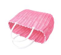 TOGEVAL Portable Plastic Woven Basket with Handles for Groceries and Household Storage Multi Functional Organizer for Shopping Vegetables and Bathroom Essentials Large in Blush Pink