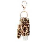 TOGEVAL Portable Refillable Leather Bottle Holder Keychain with Leopard Print Travel Sleeve for Perfume Hand Essential Oils Lightweight and Portable for Indoor Outdoor Use
