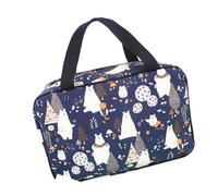 TOGEVAL Portable Shower Tote Bag with Handle Foldable Large Capacity Canvas Bath Cosmetic Travel Organizer for Women Swimming Fitness and Bathroom Accessories Storage Navy Polar Bear