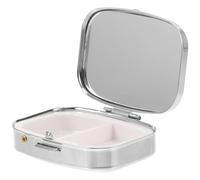 TOGEVAL Portable Small Pill Organizer Case with 2 Compartments, Metal Travel Medicine and Vitamin Storage Box for Purse Or Pocket, Compact Pill Dispenser for Daily Use