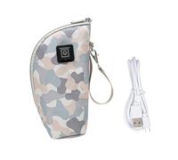 TOGEVAL Portable USB Baby Milk Bottle Warmer with Pu Insulated Sleeve Cover, Lightweight and Compact Feeding Bottle Heater for Outdoor Use with 3 Modes and 5v 2a Power Random Color