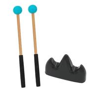TOGEVAL Practical Wood and Rubber Tongue Drum Mallets with Blue Bracket, Sturdy Musical Instrument Drumsticks for Percussion Instruments, for Hand Pan and Tongue Drum Playing