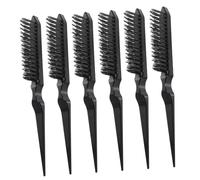TOGEVAL Professional Hairdressing Pin Tail Comb Set 6pcs Three Row Hair Styling Brushes for Black Hair Salon Use Haircut and