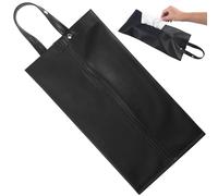 TOGEVAL Pu Leather Car Tissue Holder with Hanging Loop, Easy to Load Refillable Pocket Tissue Box, Simple Solid Colour Design for Travel and Home Use