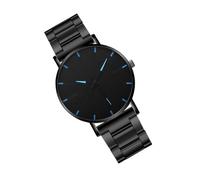 TOGEVAL Quartz Stainless Steel Bracelet Watch for Men Simple Design with Premium Buckle Classic Elegant Wristwatch Suitable for Casual and Workwear Black Blue Dial