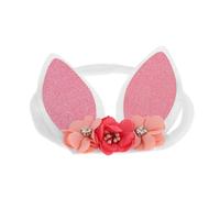 TOGEVAL Rabbit Ears Headband Faux Flower, Fuzzy Bunny Ear Hairband for Babies and Kids, Birthday Party and Cosplay Accessories