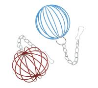 TOGEVAL Rabbit Hanging Feeder Balls 2pcs with Hanging Chain, Grass Dispensing Hay Balls for Small Pets and Bunnies, Red and Blue Cage Feeders for Rabbits and Small Animals