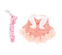 TOGEVAL Rabbit Harness Leash for Small Pets Lightweight Outdoor Bunny Dress with Orange Decorative Outfit Comfortable and Washable Apparel for Dwarf and Lop Ears Rabbits