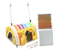 TOGEVAL Rainbow Yellow Small Parrot Hanging Hammock Bed Breathable Cloth Bird Nest for Parakeet Cockatiel Budgie Warm Comfortable Sleeping Cage Accessory for Small Birds
