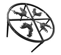 TOGEVAL Raised Iron Chicken Feeder Stand with Four Support Rack Stable Skid Bowl Holder for Poultry Dogs Cats Durable Outdoor Indoor Pet Feeding Table Stand Black