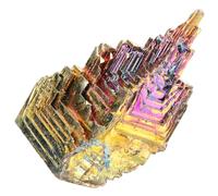 TOGEVAL Rare Bismuth Crystal Specimen Rainbow Mineral Ornament for Home Office Decor Multi-Function Irregular Stone Adornment for Fish Tanks Desktops and Aquariums