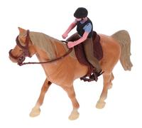 TOGEVAL Realistic Farm Style Horse Riding Figurine Model Plastic Decorative Micro People for Imaginative Play Miniature Ranch Scene Ornament for Table Layout and Educational Fun