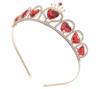 TOGEVAL Red and Love Crown Headband Bridal Shower Communion Rhinestone Hair Ornament Tiara