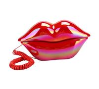 TOGEVAL Red Lip Dial Phone Creative Landline Telephone Unique Lip Shape Home Office Desk Decor Stylish Vintage Wired Phone with Sound and Material