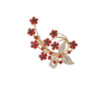 TOGEVAL Red Plum Blossom Brooch Pin High-grade Clothes Ornament Elegant Flower Accessory for Women Wedding Party Daily Wear