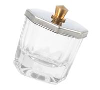 TOGEVAL Reinforced Metal Lid Glass Nail Liquid Holder Dappen Dish Octagonal Thickened Transparent Nail Cup and Manicure Painting Tools
