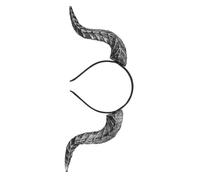 TOGEVAL Removable Devil Horn Headband for Halloween Cosplay Comfortable Gothic Demon Headpiece with Chunky Silver Horns Versatile Styling for Viking Fantasy Costumes