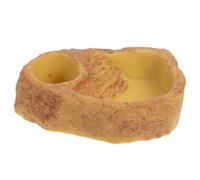TOGEVAL Reptile Feeding Basin Rock Design Resin Tortoise Food and Water Bowl for Lizards Snakes Safe Non-slip Pet Feeder Holder