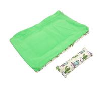 TOGEVAL Reptile Sleeping Bag with Pillow and Fleece Blanket, Cotton Lizard and Gecko Bed, Medium Size Beige and Green Comfortable Pet Nest for Bearded Dragon, Rat, and Small Reptiles