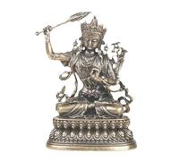 TOGEVAL Retro Brass Manjushri Bodhisattva Statue Desktop Ornament Delicate Craft Sculpture for Spiritual Home and Office Decoration