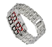 TOGEVAL Retro Digital LED Bracelet Watch for Men Red LED Display Rectangular Chain Design Stylish Vintage Wristwatch for Work and Fashion High-Grade Charm Accessory