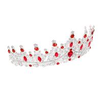 TOGEVAL Rhinestone Birthday Crown for Women Comfortable Secure Fit Wedding Tiaras Bride Headpiece Party Pageant Accessories Silver Red Sparkling Hair Decor