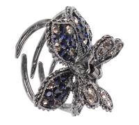TOGEVAL Rhinestone Flower Claw Hair Clip Medium Black Ponytail Holder with Secure Clamp for Women and Stylish Hair Bun Accessory