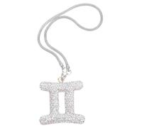 TOGEVAL Rhinestone Zodiac Sign Car Charm Gemini Pendant Astrological Horoscope Rearview Mirror Hanging Decoration for Car Interior with Fade-resistant Crystal Detailing