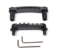 TOGEVAL Roller Saddle Bridge Black Style Tune Matic Bridge Tailpiece Studs and Wrenches for Electric Guitar Replacement Parts