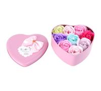 TOGEVAL Rose-Shaped Soap Flower Set 2Pcs with 9 Soap Roses Each Creative Mothers Day Present in Heart-Shaped Iron Box Decorative for Women’S Skin Care Random Color Random Color