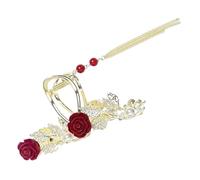 TOGEVAL Rose Tassel Hair Claw Clip for Thick Hair Durable Strong Hold Jaw Clip for Women High Ponytail Holder and Bun Accessory Elegant Flower Design for Everyday Styling and Gifts