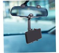 TOGEVAL Rotatable Rear View Mirror Phone Holder for Car Retractable Cell Phone Stand with Quick Release and Clip Plastic Mount Compatible with Smartphones Stable Rough Roads
