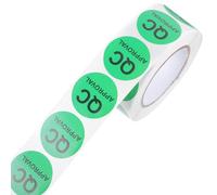 TOGEVAL Round Qc Label Stickers with Black Text Self-Adhesive Quality Control Decals for Warehouse Production Reliable Coated Paper Adhesive for Inspection Inventory and Shipping