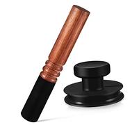 TOGEVAL Rubber Bowl Sucker Sound Bowl Suction Tool Lift Handle Yoga Meditation Use Leather Wrapped Stick and Buddhist Meditation Yoga Bell