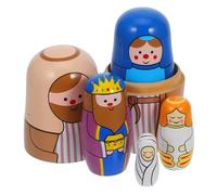 TOGEVAL Russian Nesting Dolls Wooden Set Traditional Hand Painted Home Decor Collectors with Artistic Carvings Safe Material