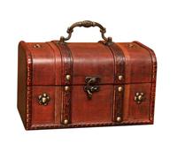 TOGEVAL Rustic Wooden Storage Box with Handle Antique Jewelry Organizer for Earrings Rings Beads Desktop Trinket Holder for Home Decor and Office Use