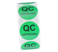 TOGEVAL Self Adhesive Qc Test Labels with Black Text for Quality Control Round Inspection Stickers for Warehouse and Production High Contrast Reliable Adhesive Easy to Read Quality Test