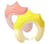 TOGEVAL Silicone Baby Shower Hat for Kids Bath Protection, Waterproof Toddler Shower Cap with Ear Shield, Adjustable Bathing Hat for Boys and Girls, 2pcs Coral Pink and Bright Yellow