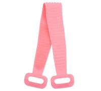 TOGEVAL Silicone Double-Sided Shower Brush Long Back Scrubber for Exfoliating and Massage Portable Bathing Strap for Deep Cleaning Reach Areas Pink Color with Textured Surface