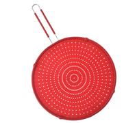 TOGEVAL Silicone Oil Splatter Guard Oil Splash Screen and Stainless Steel Strainer with Foldable Handle Red for Pot and Pan for Frying Kitchen Cooking