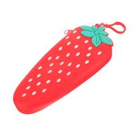 TOGEVAL Silicone Pencil Bag with Zipper Closure Strawberry Design Cute Pencil Pouch for School Supplies Organizer for Pens Cosmetics Travel Storage and Soft Texture