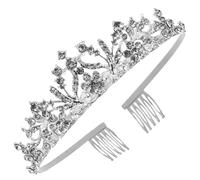 TOGEVAL Silver Alloy Comfortable Wearing Experience for Women Elegant Bridal Crown Headpiece Adorned with Rhinestones Prom and Party Accessory for Bride and Friends