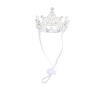 TOGEVAL Silver Alloy Dog Birthday Crown Hat Adjustable Small Pet Headwear for Parties Weddings Holidays Lightweight Durable Princess Costume Accessory for Dogs and Cats