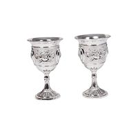 TOGEVAL Silver Inlay Zinc Alloy Stem Cup Wine Goblet Unbreakable Reusable Liquor Glass for Home Bar Party Dinner