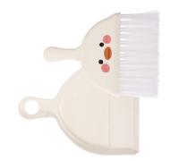 TOGEVAL Small Broom and Dustpan Set Hand Broom Mini Table Crumb Sweeper Plastic White Adorable Pattern Easy Carry Ergonomic Handle for Office Sofa