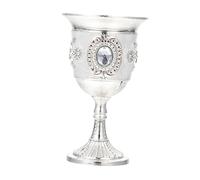TOGEVAL Small Decorative Wine Goblet with Rose Pattern Silver Metal Stemware Tin Alloy for Parties Home Hotel Wine Drinkers and Family Gatherings