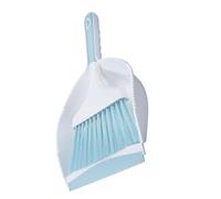 TOGEVAL Small Dustpan and Brush for Desktop Cleaning Portable Mini Broom with Hook and Materials for Keyboards Computers and Car Detailing Sky Blue