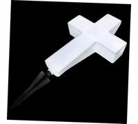 TOGEVAL Solar Powered Cemetery Cross Light Plastic LED Grave Marker Memorial Stake Outdoor Solar LED Grave Light with Easy Installation